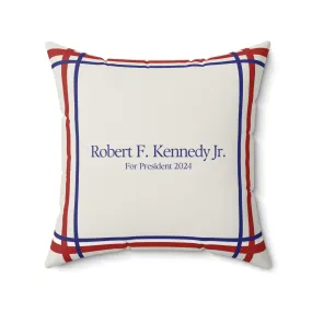 Kennedy for President Bordered Cream Square Pillow