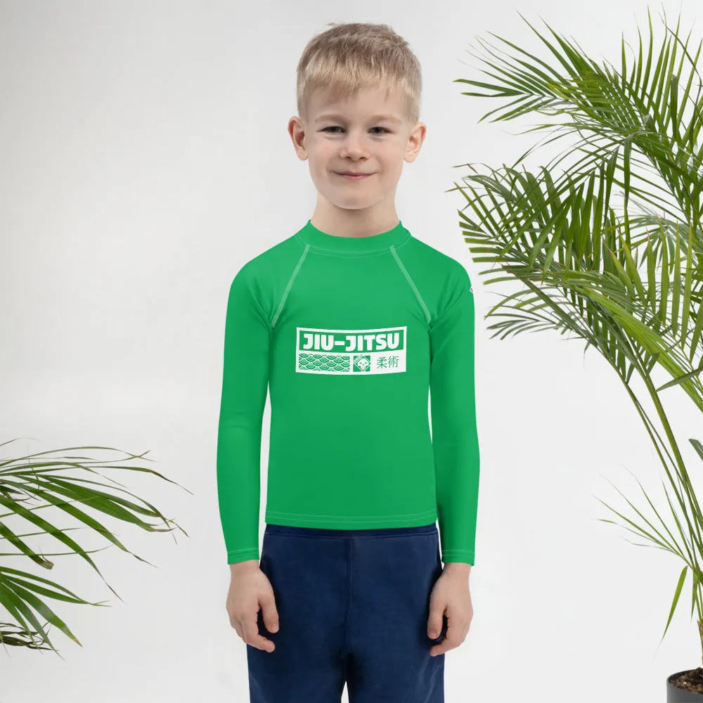 Kid's Boys Long Sleeve BJJ Rash Guard Jiu-Jitsu 009 - Jade