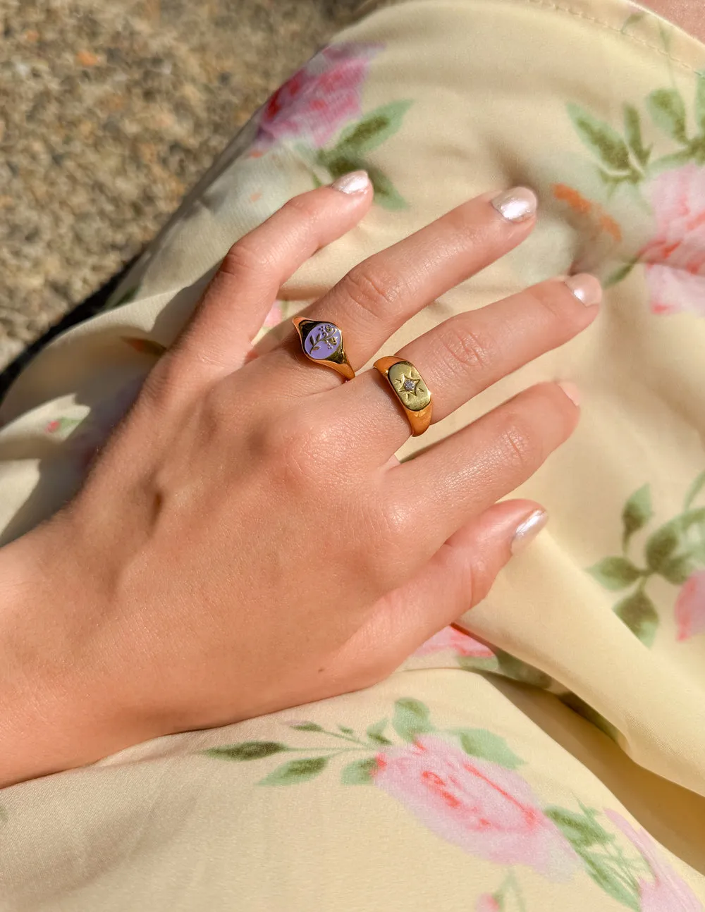 Lavender Flower Signet Ring