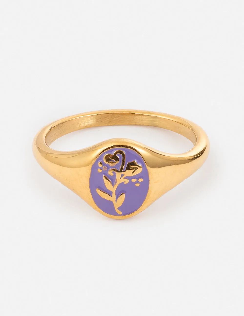 Lavender Flower Signet Ring