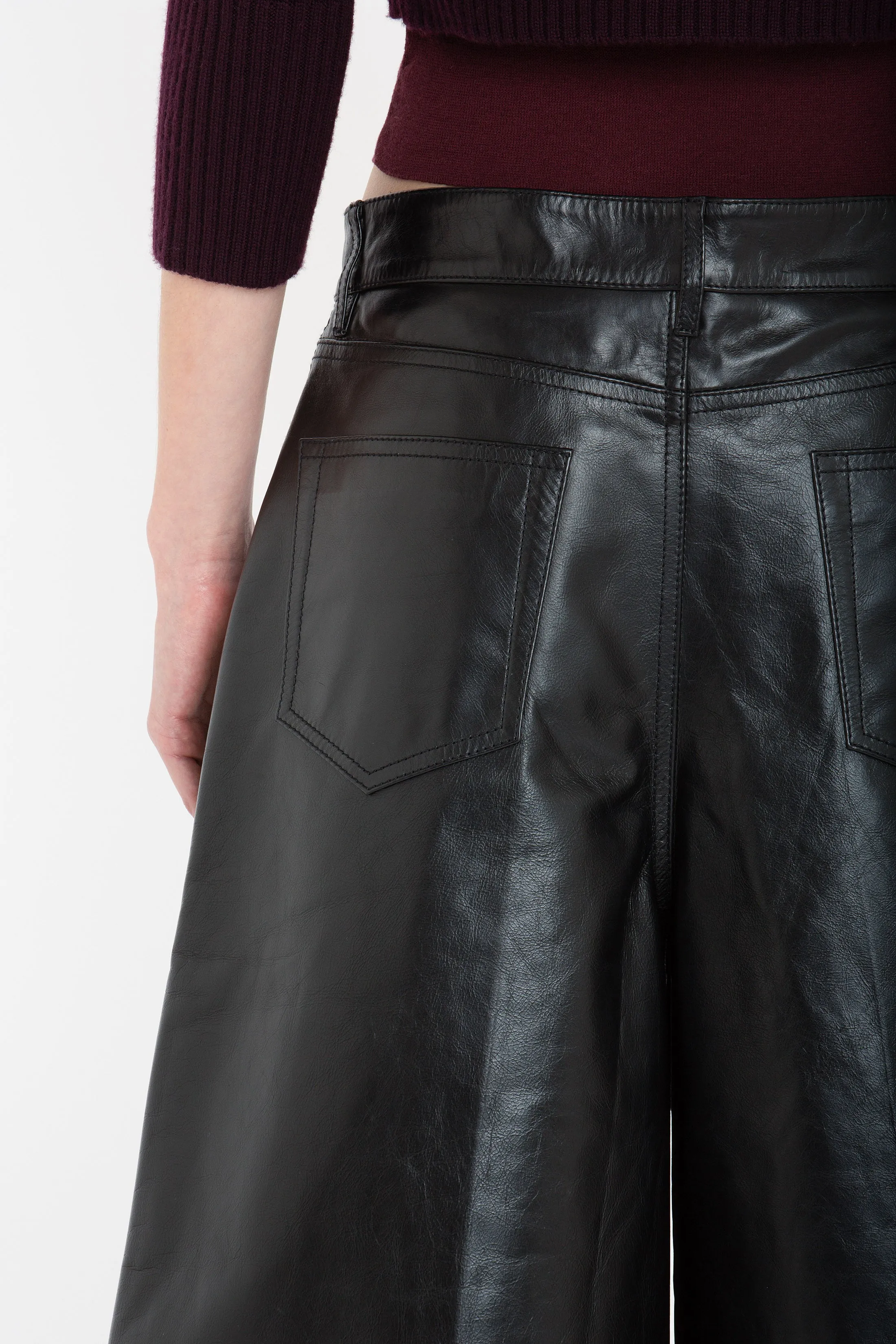 Leather Bermuda Short In Black