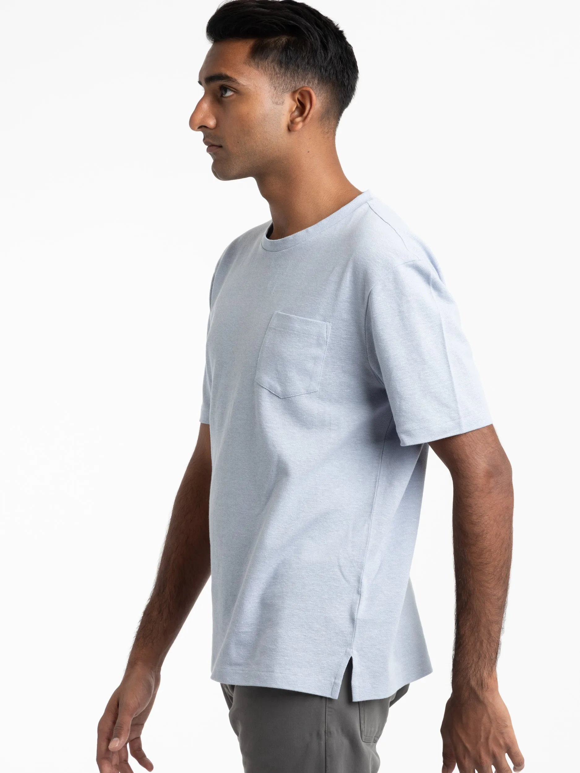 Light Blue Piqué Pocket T-Shirt