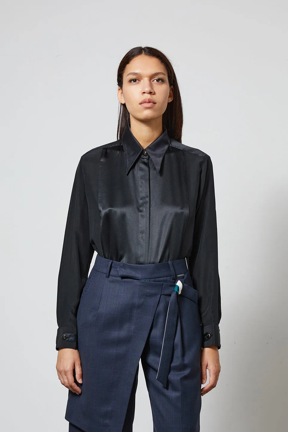 LOCK black - silk shirt