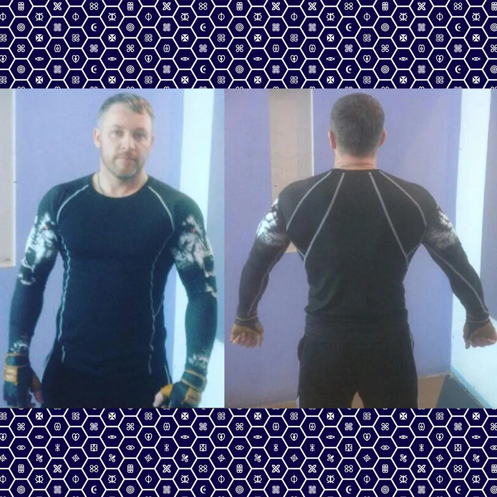 Lone Wolf Long Sleeve No Gi BJJ Compression Rash Guard & Leggings/Spats for Jiu Jitsu, MMA, Grappling and Wrestling Kit