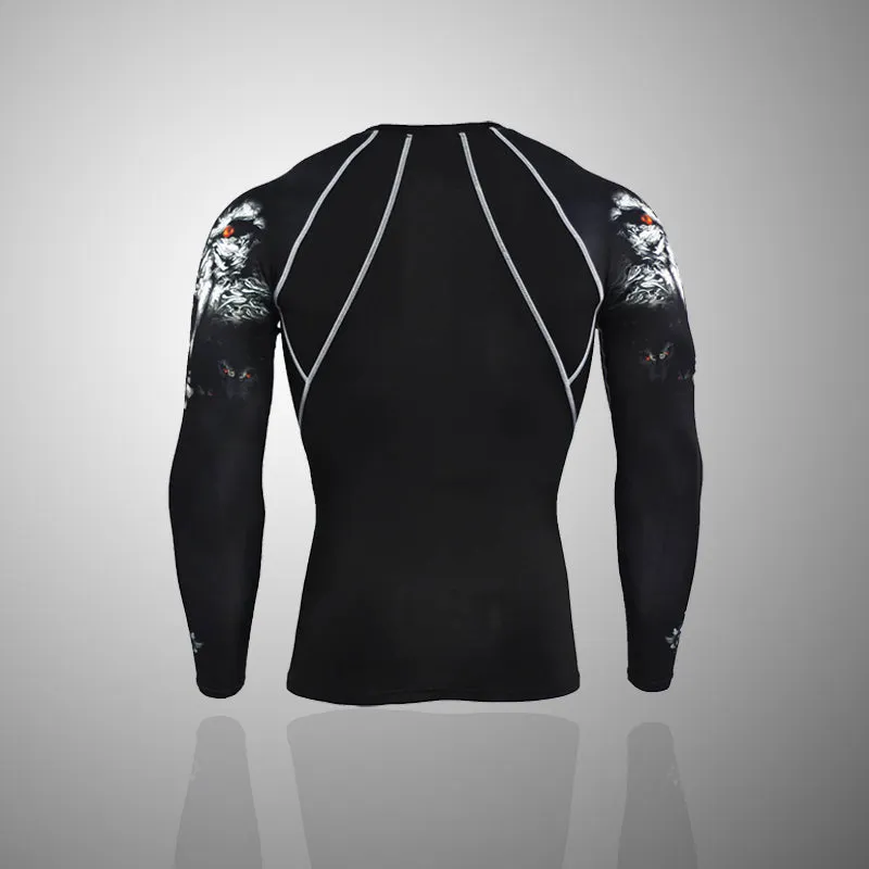 Lone Wolf Long Sleeve No Gi BJJ Compression Rash Guard & Leggings/Spats for Jiu Jitsu, MMA, Grappling and Wrestling Kit