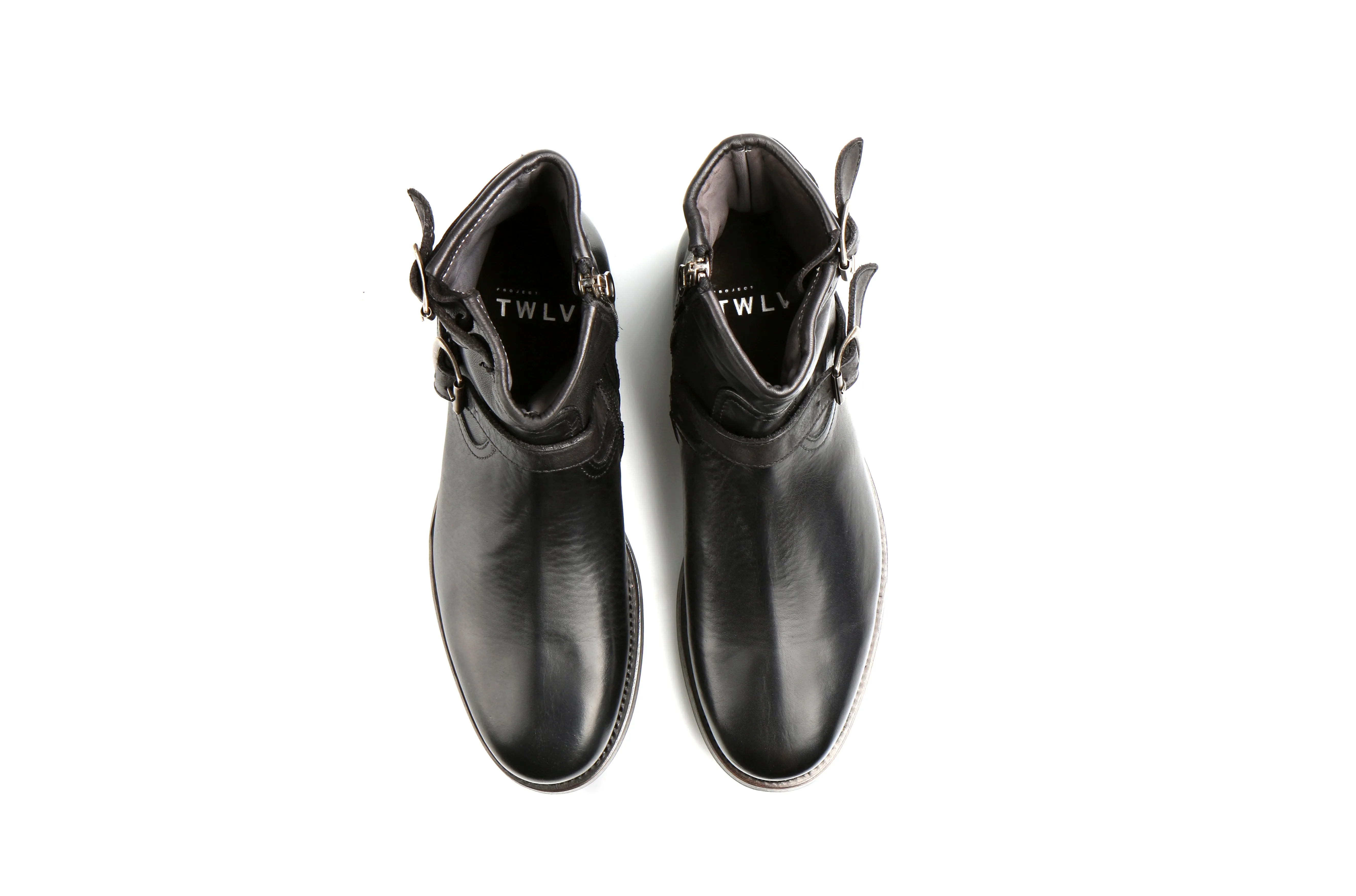 Lowrider Black Washed Calf Leather Rock Boots