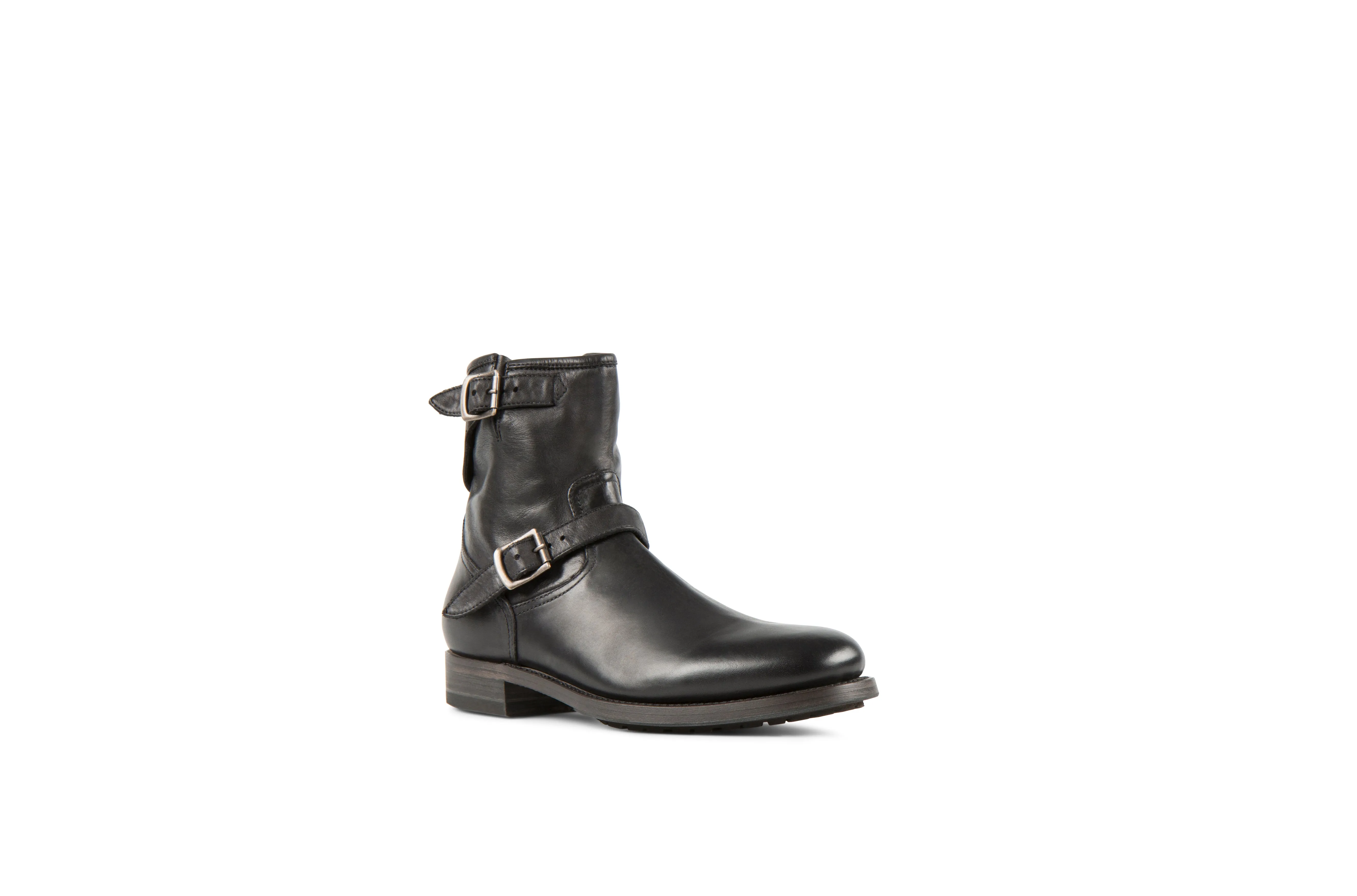 Lowrider Black Washed Calf Leather Rock Boots