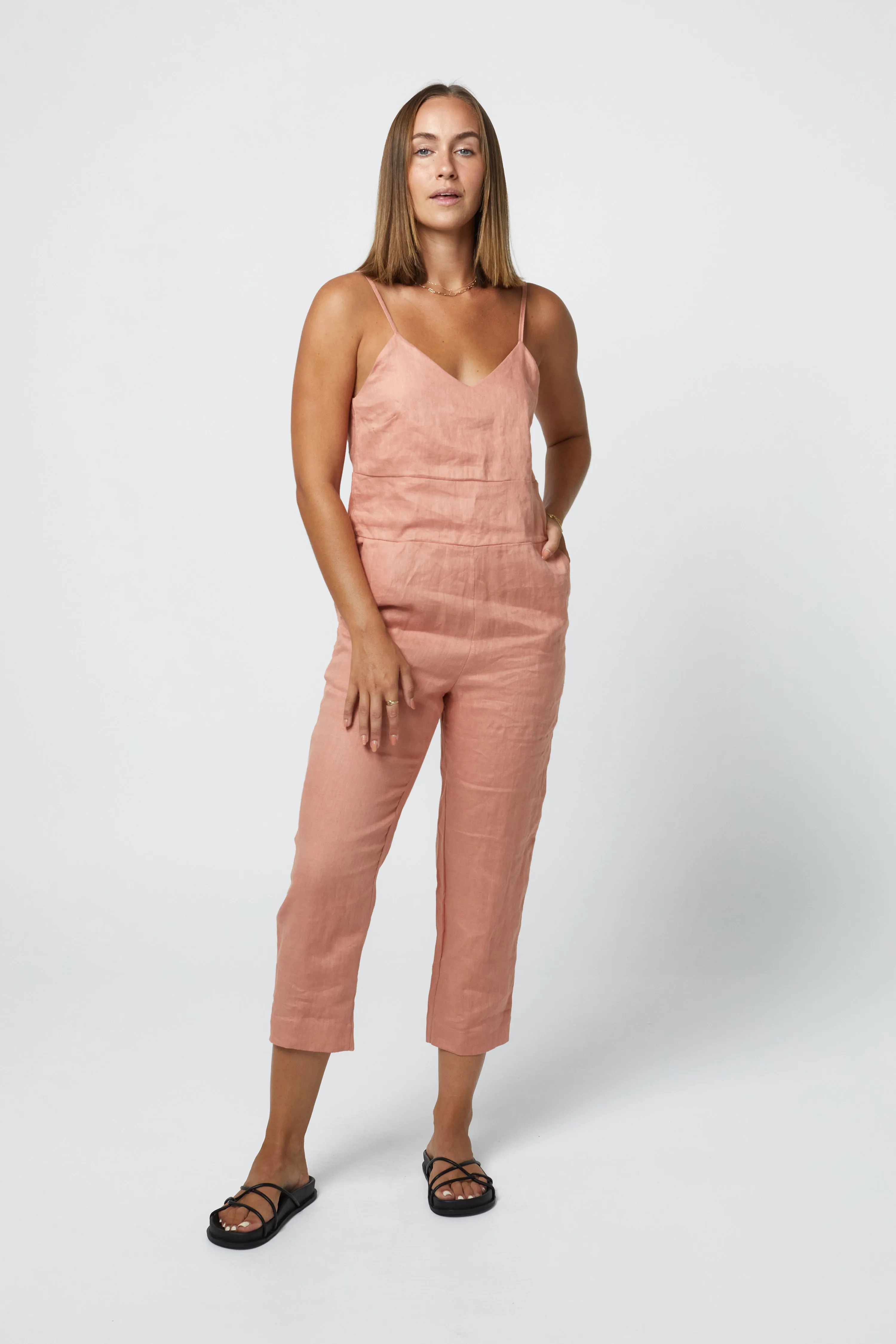 MARLEY LINEN JUMPSUIT - CLAY