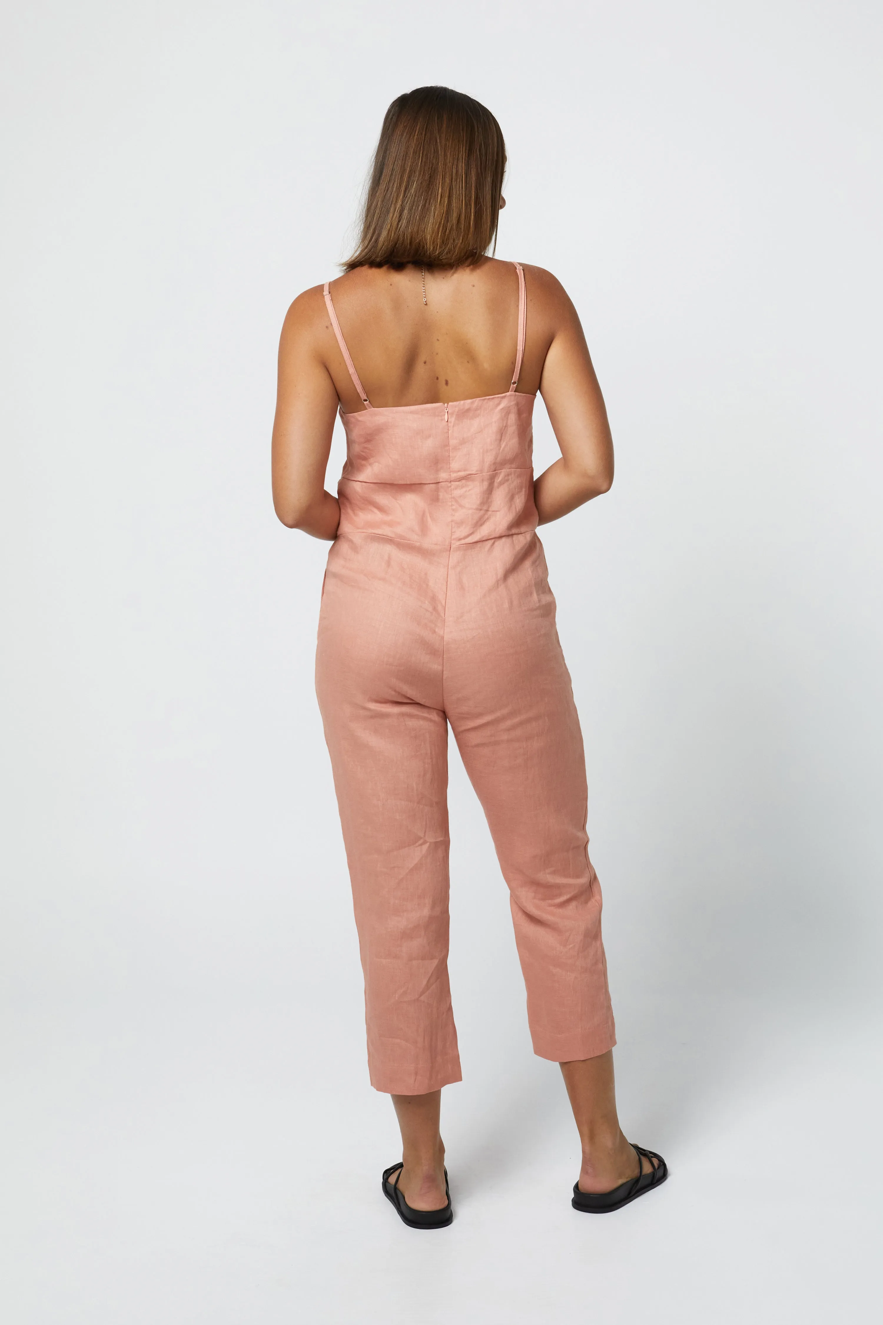 MARLEY LINEN JUMPSUIT - CLAY