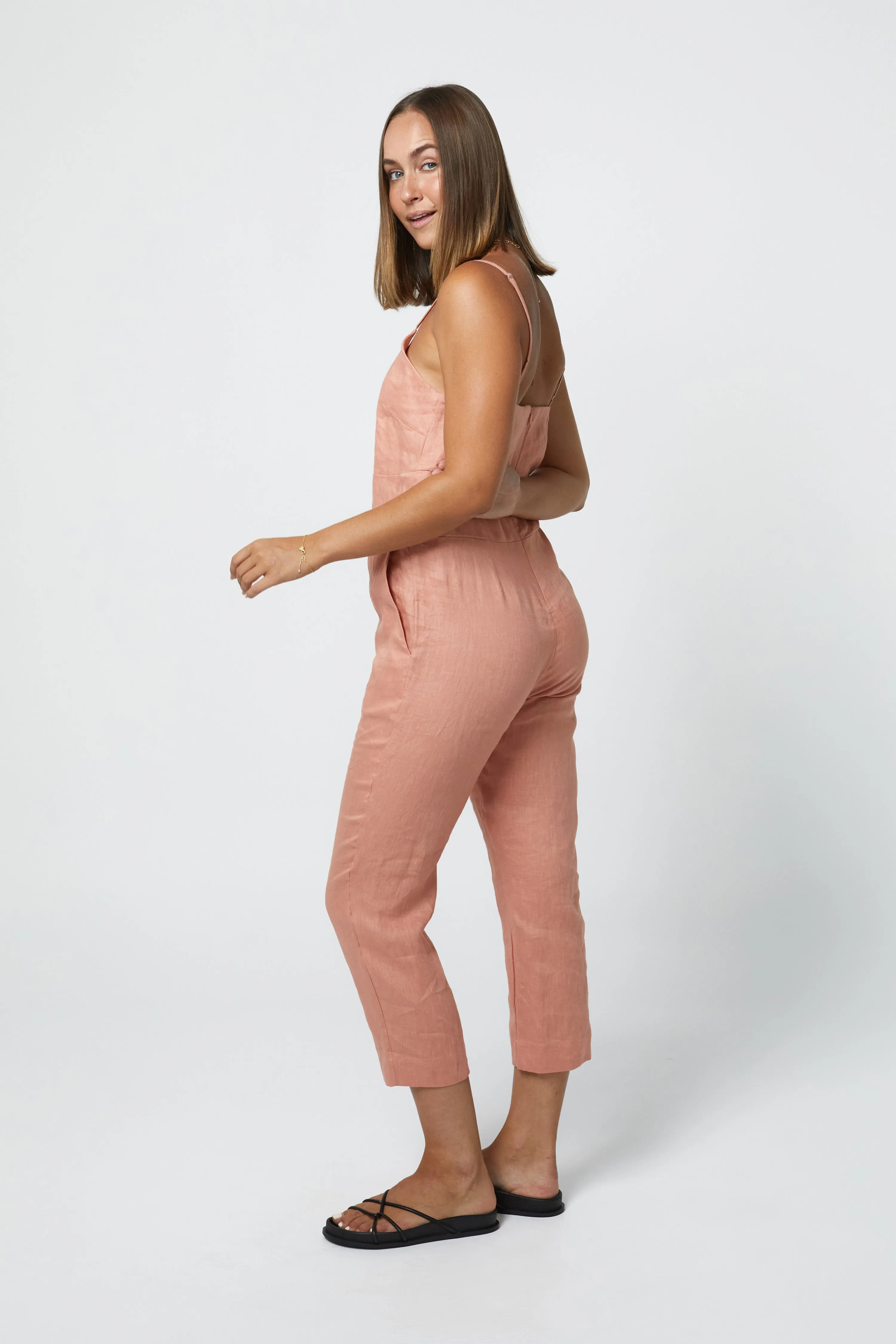 MARLEY LINEN JUMPSUIT - CLAY