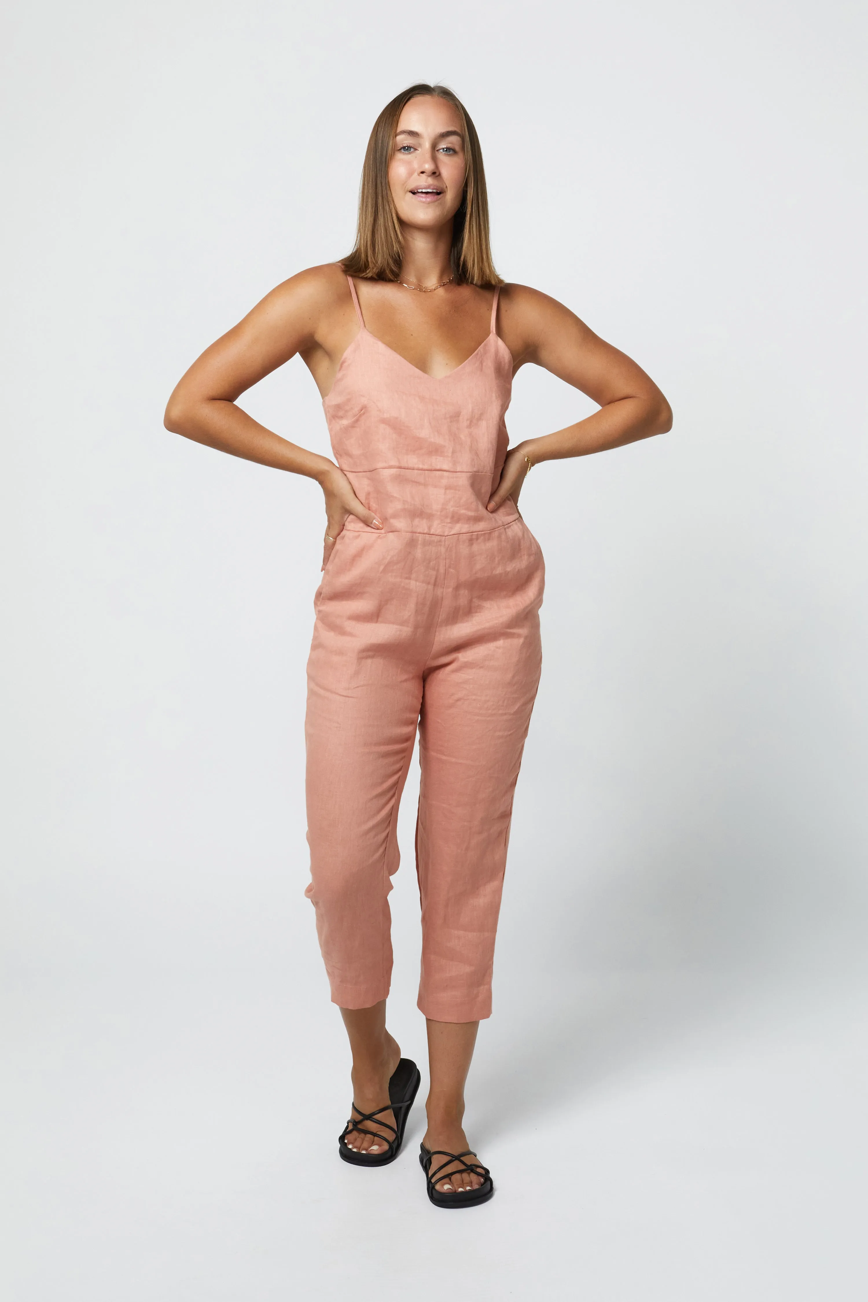 MARLEY LINEN JUMPSUIT - CLAY