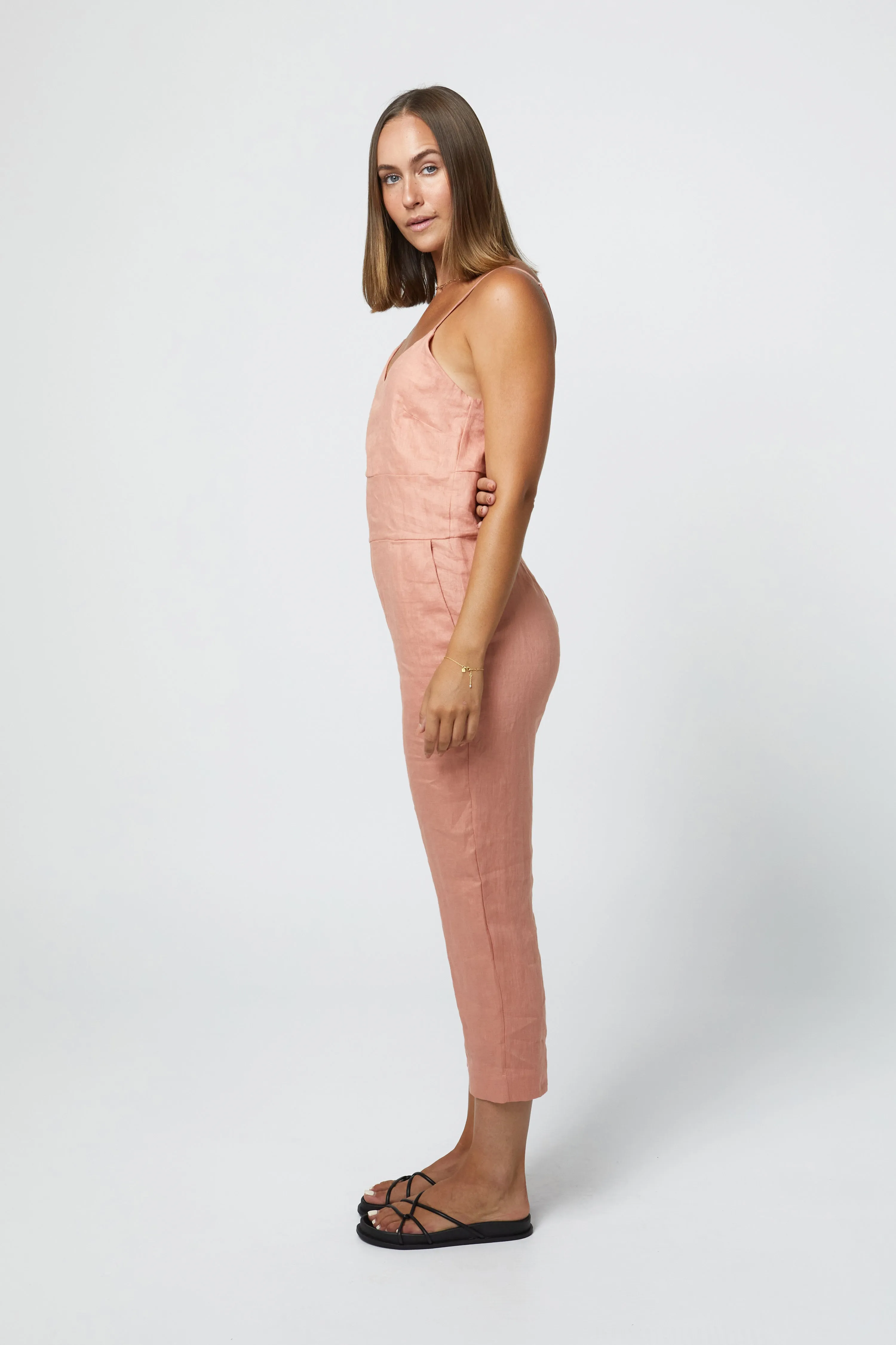 MARLEY LINEN JUMPSUIT - CLAY