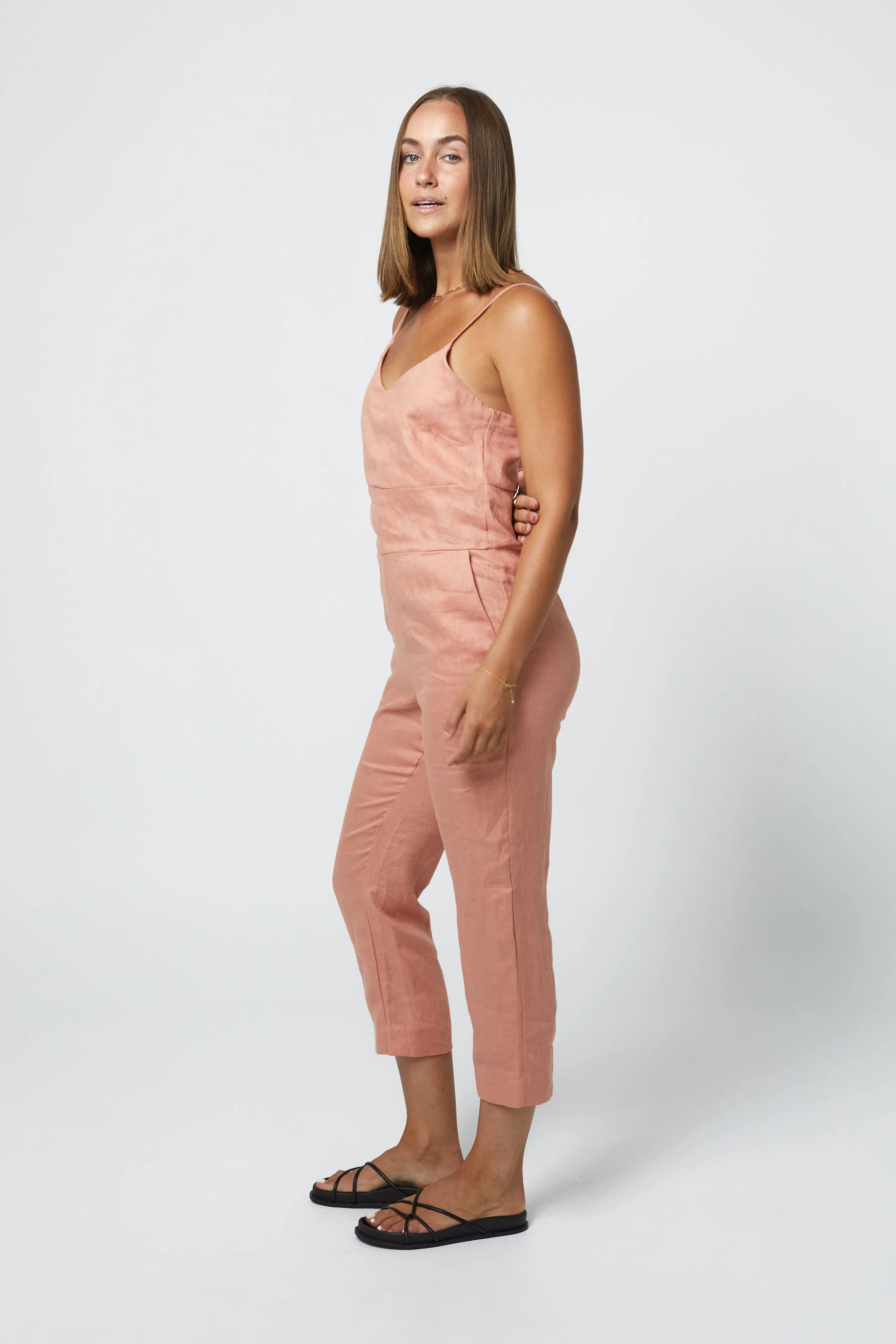 MARLEY LINEN JUMPSUIT - CLAY