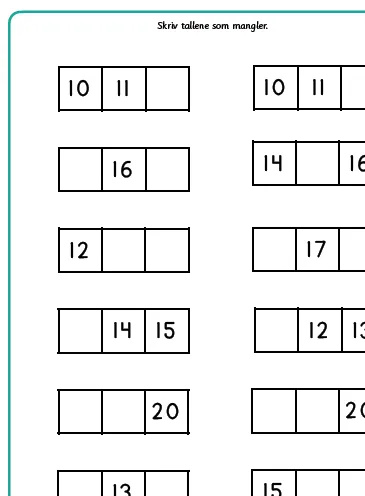 Matematikkoppgaver med tall 0-20