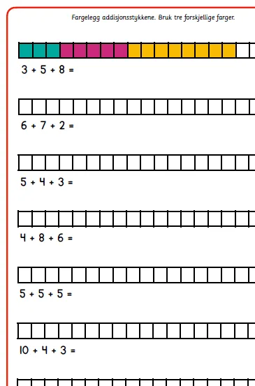 Matematikkoppgaver med tall 0-20