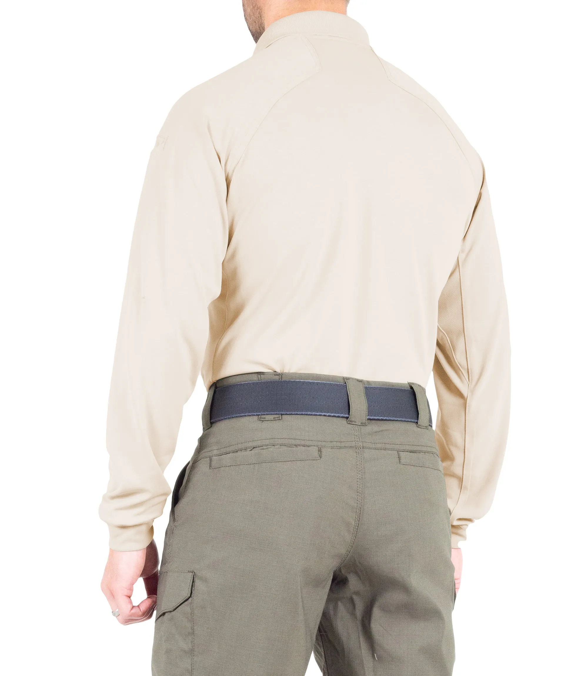 Men's Performance Long Sleeve Polo / Silver Tan