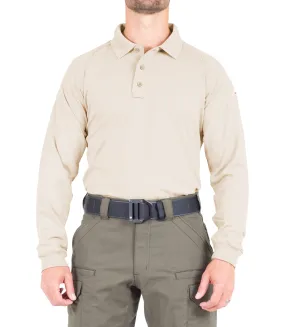 Men's Performance Long Sleeve Polo / Silver Tan