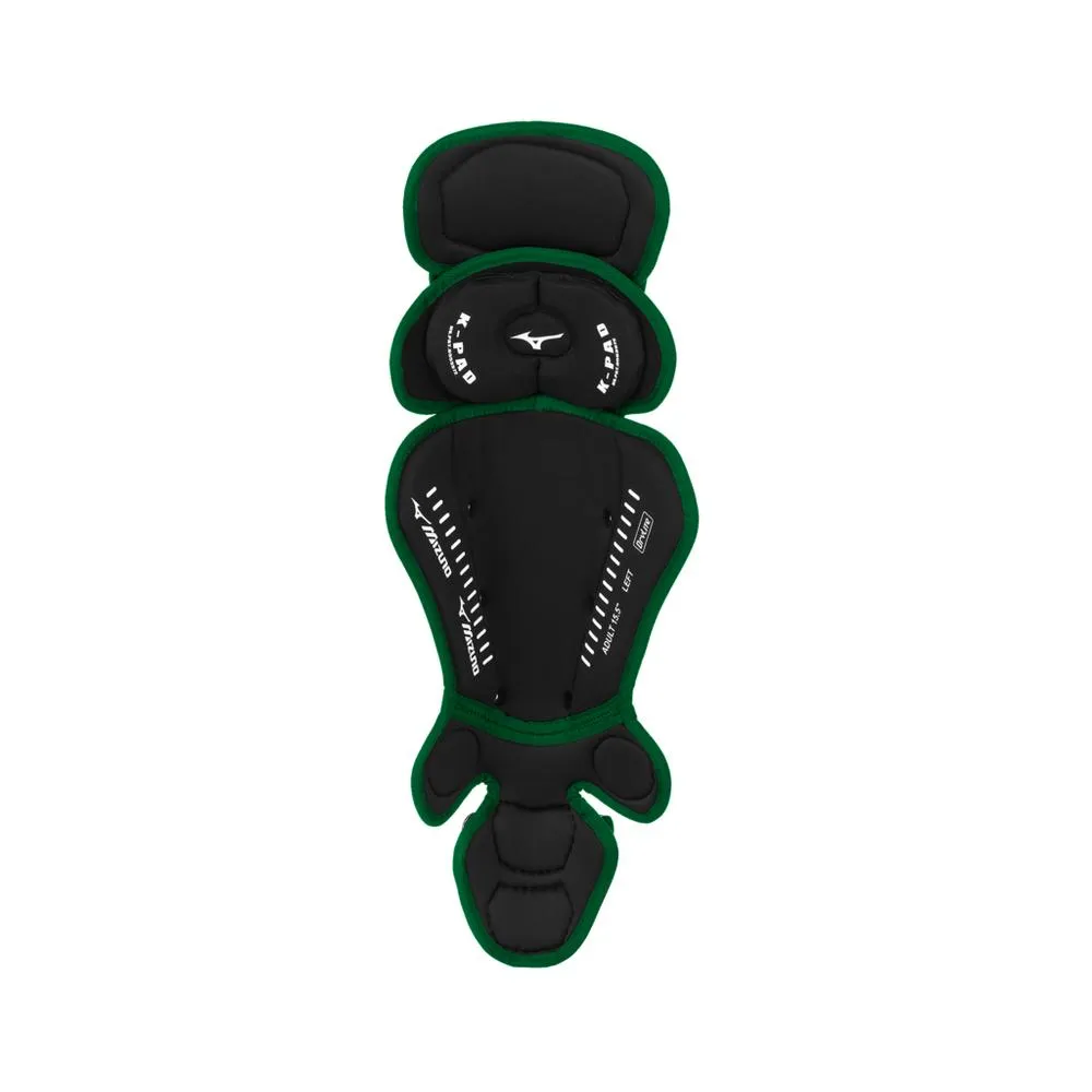 Mizuno Samurai Adult Catchers Leg Guards - 15.5" - Black / Green