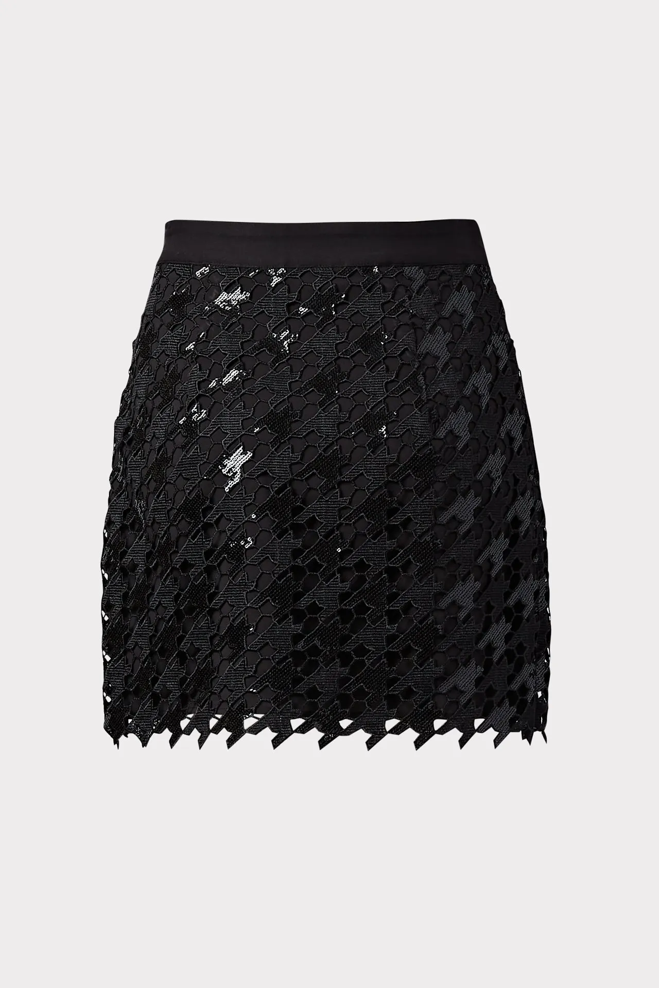 Modern Mini Herringbone Sequin Skirt