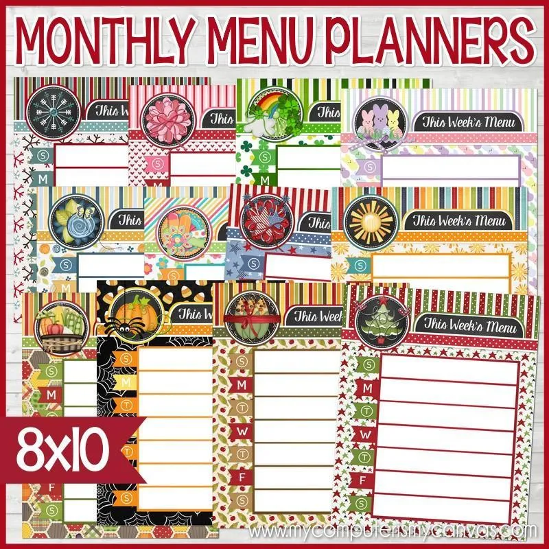 Monthly Menu Planners, Dry Erase {Annual Collection} PRINTABLE