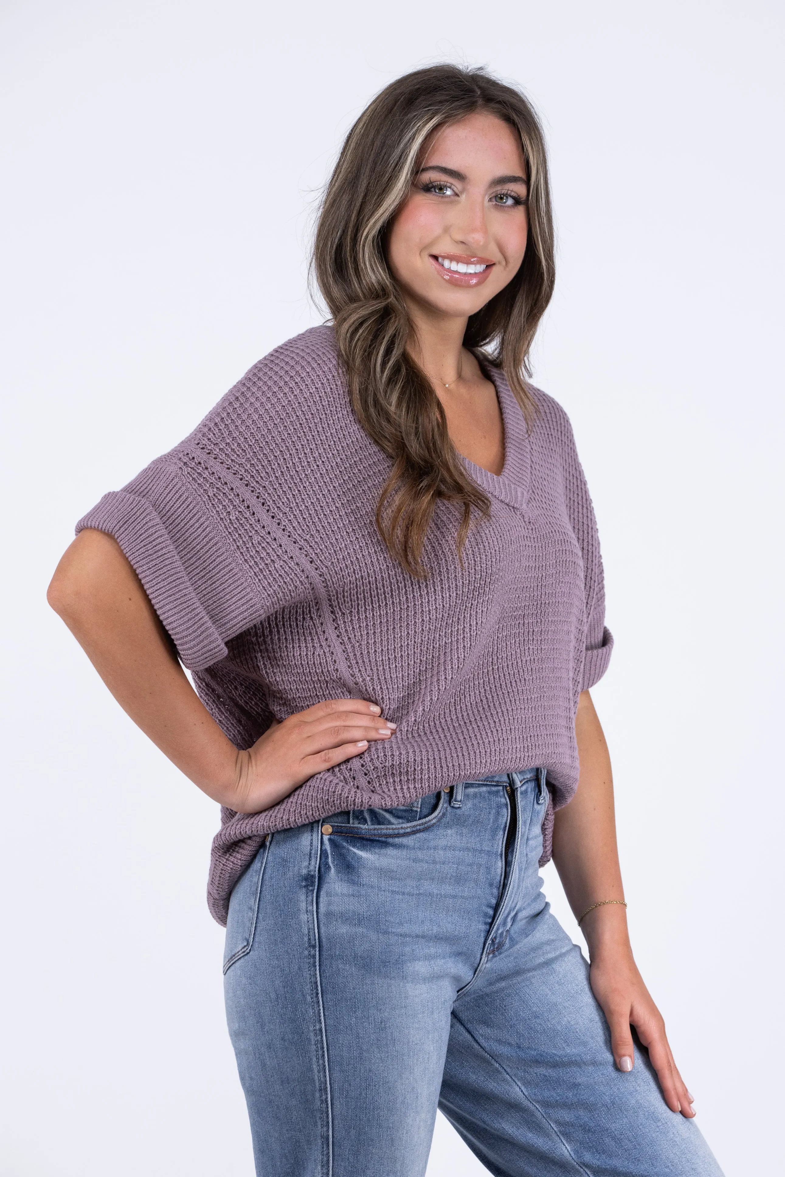 Muted Messages Short Sleeve Sweater