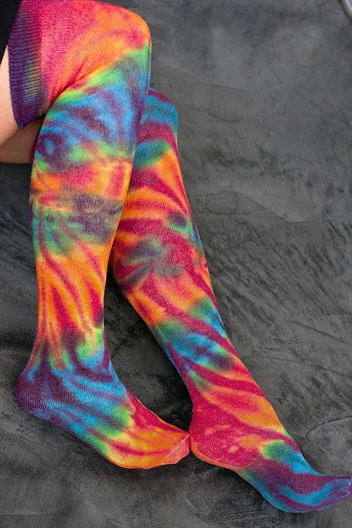 O Tie Dye Knee Socks