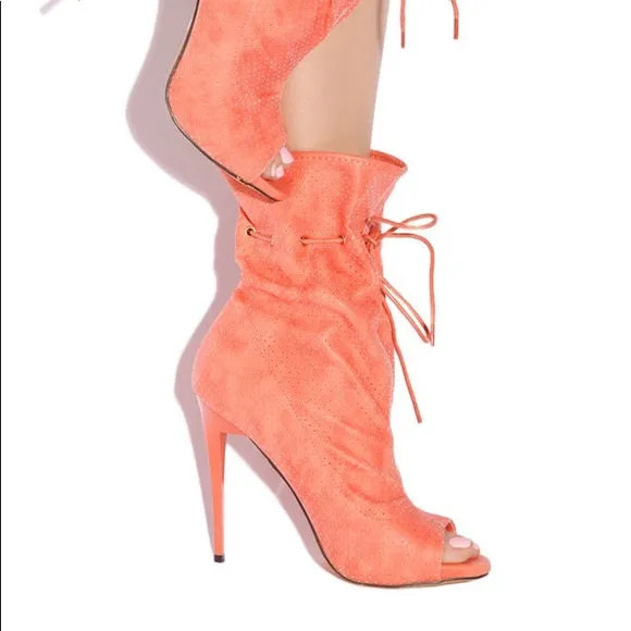 Olivia Mid Calf Bootie- Coral