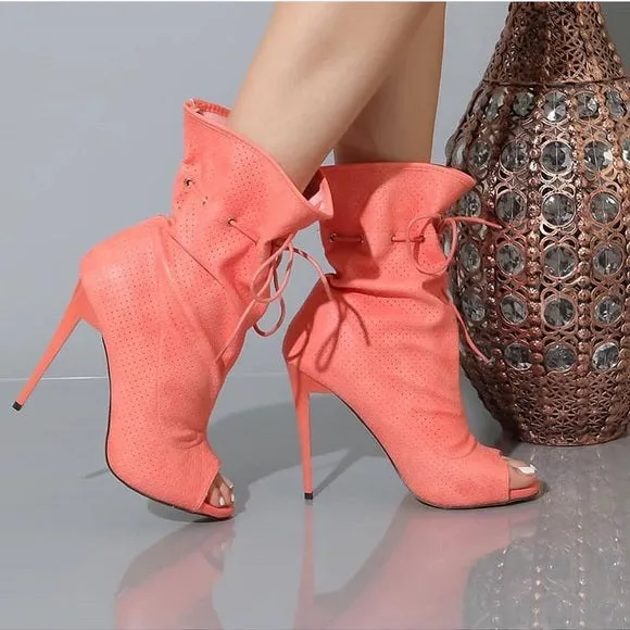 Olivia Mid Calf Bootie- Coral