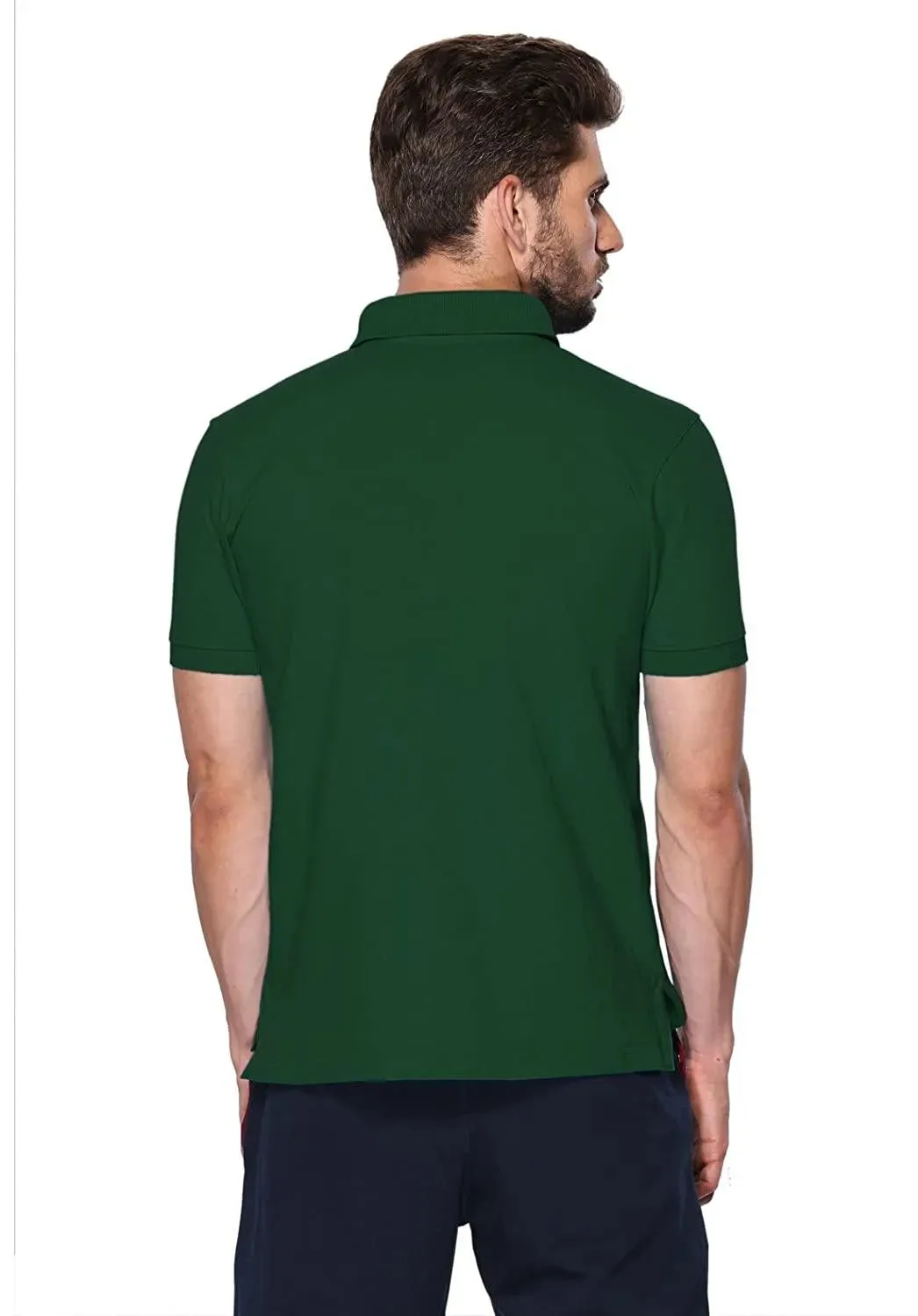 ONN Men's Cotton Polo T-Shirt (Pack of 2) in Solid Bottle Green-Red colours