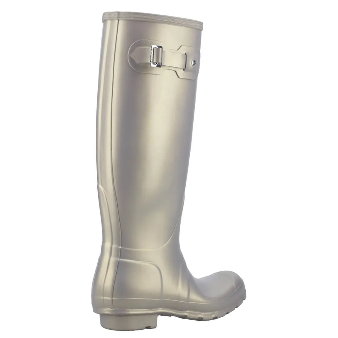 Original Tall Ladies Nebula Wellington Boots - Pale Gold by Hunter