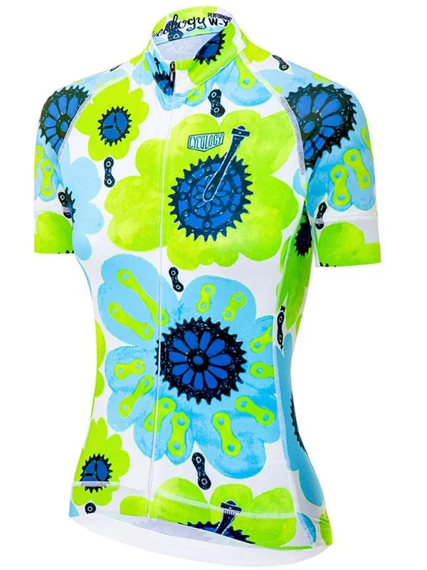 Pedal Flower Women's Jersey Lime/Blue