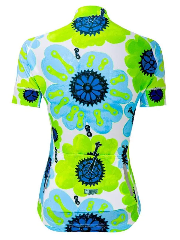 Pedal Flower Women's Jersey Lime/Blue