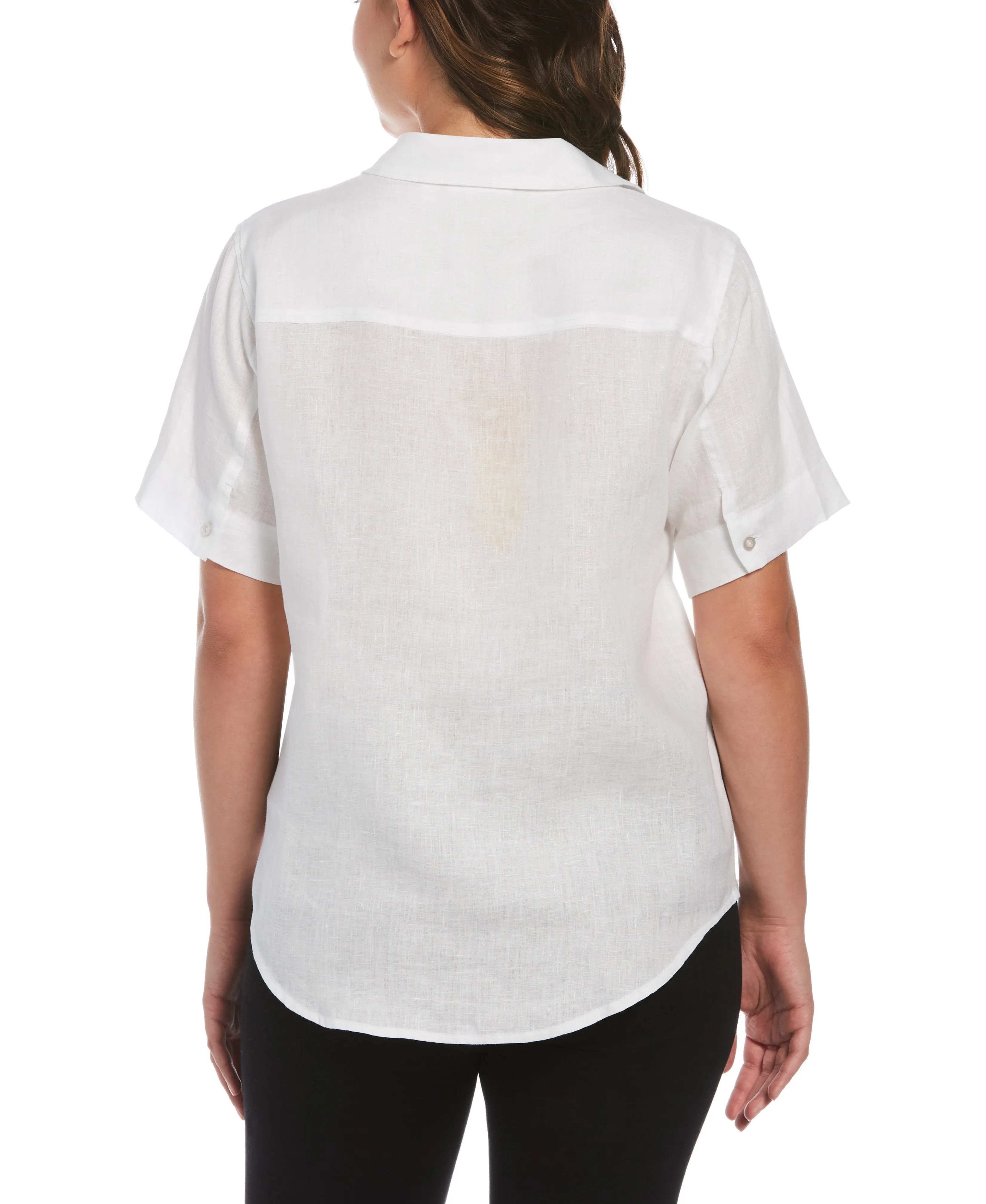 Petite Split Neck Linen Top