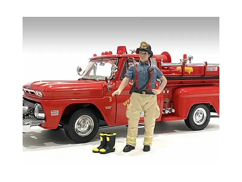 "Firefighters" Getting Ready Figure with Boots Accessory for 1/24 Scale Models by American Diorama