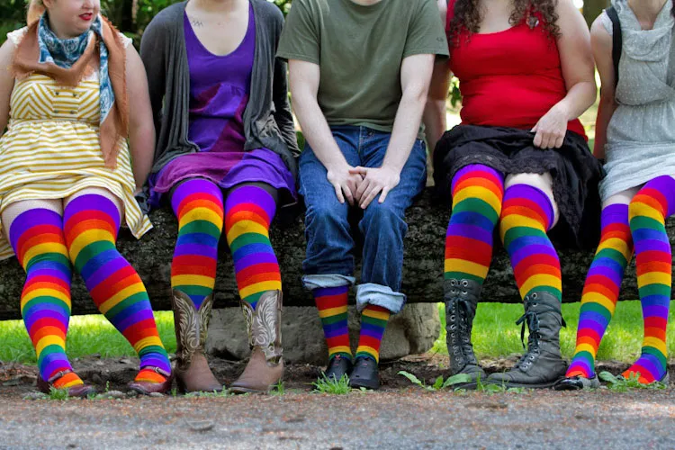 Radiant Rainbows Extraordinary Thigh High Socks