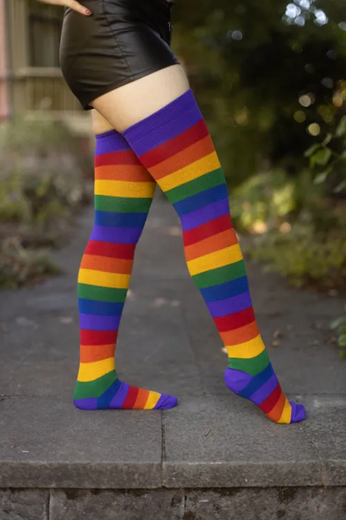 Radiant Rainbows Extraordinary Thigh High Socks