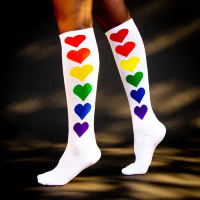 Rainbow Hearts - Knee Socks