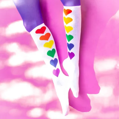 Rainbow Hearts - Knee Socks