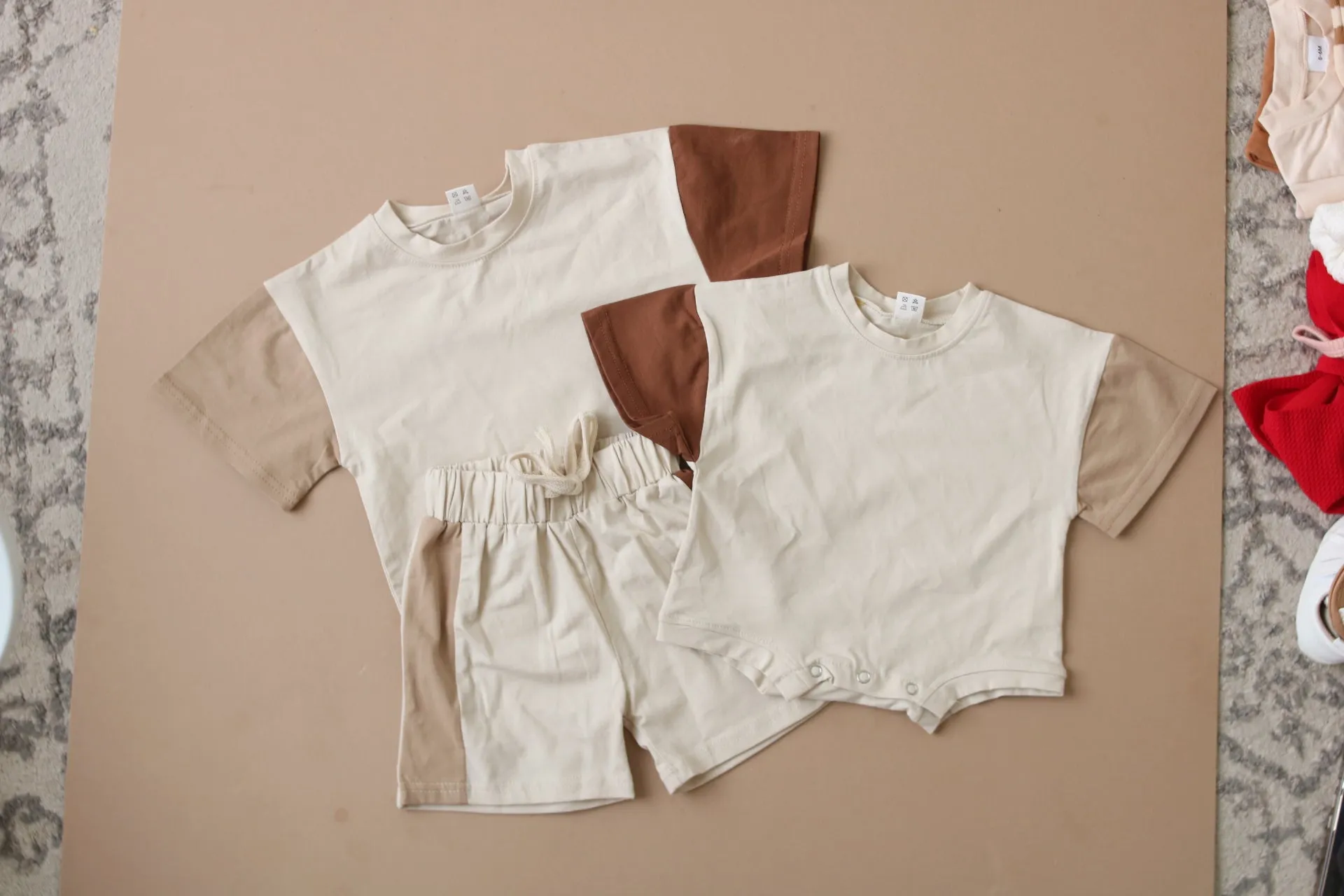 Sally | Color Block Tee Shirt   Shorts Set - Brown