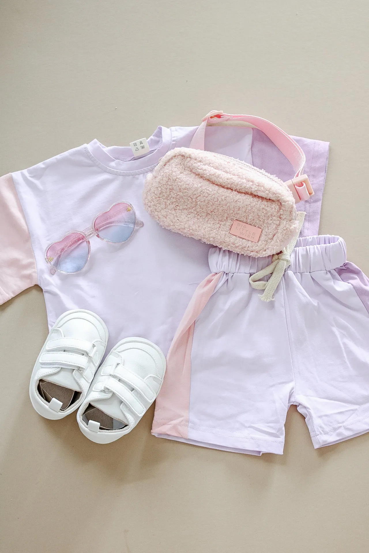 Sally | Color Block Tee Shirt   Shorts Set - Pink