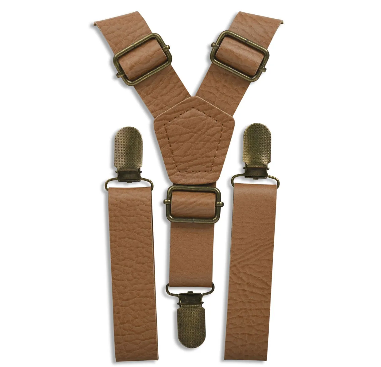 Skinny Vintage Tan Suspenders with Vintage Center Wine Bow