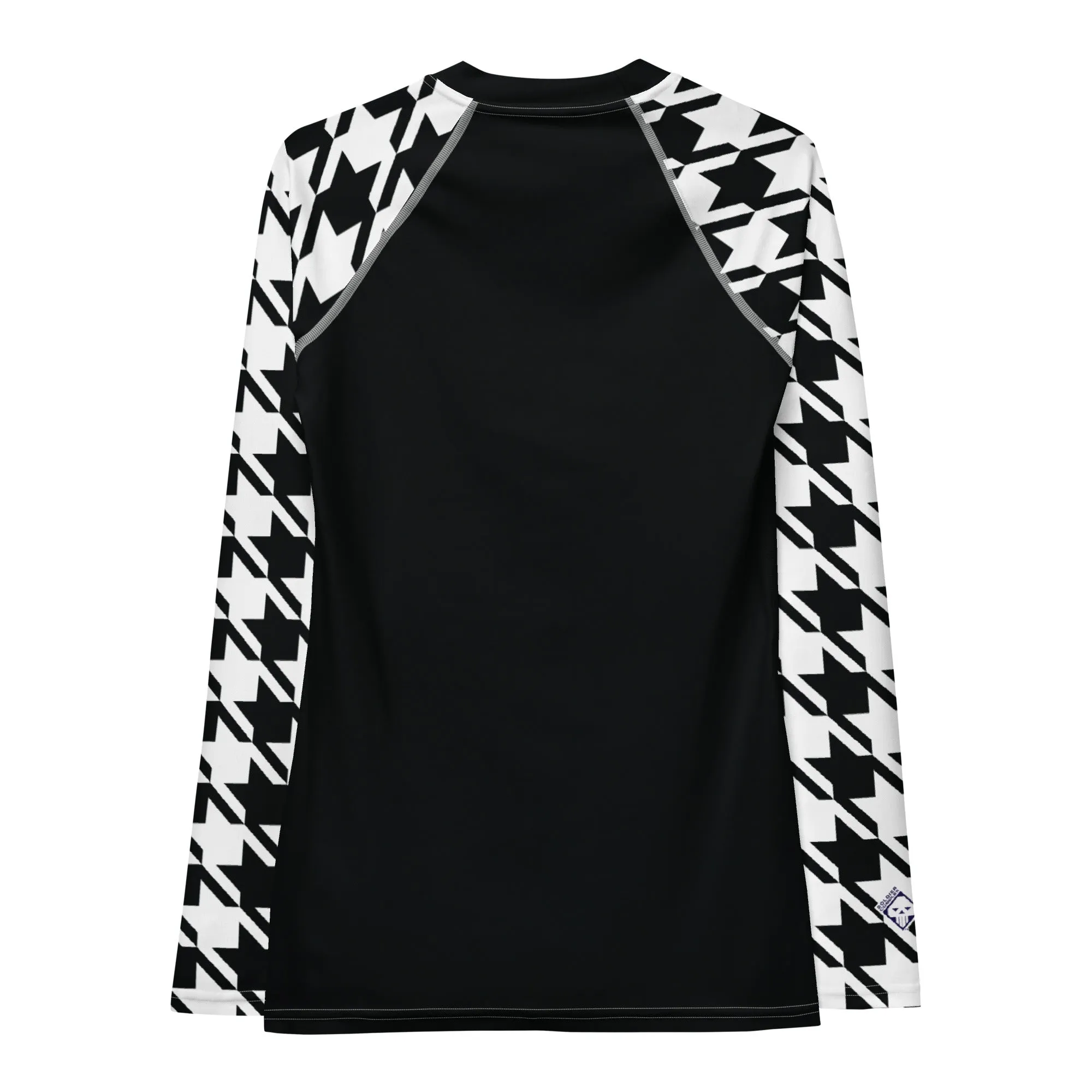 Sleek Sophistication: Women's Jiu-Jitsu Houndstooth BJJ Rash Guard Noir