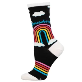 SOCKSMITH WOMENS OVER THE RAINBOW BLACK