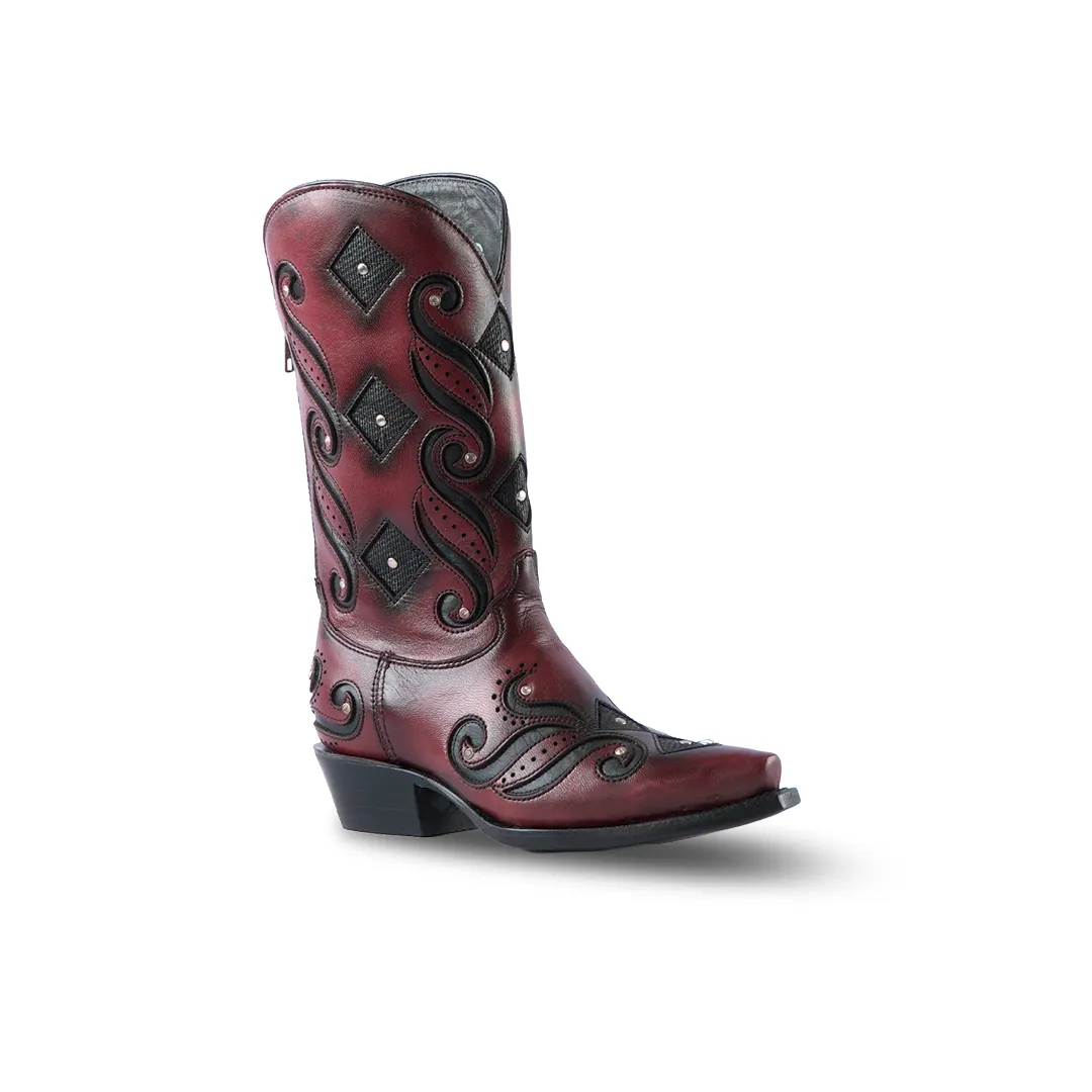 Texas Country Women's Western Boot Bora Wine Retro Toe E780