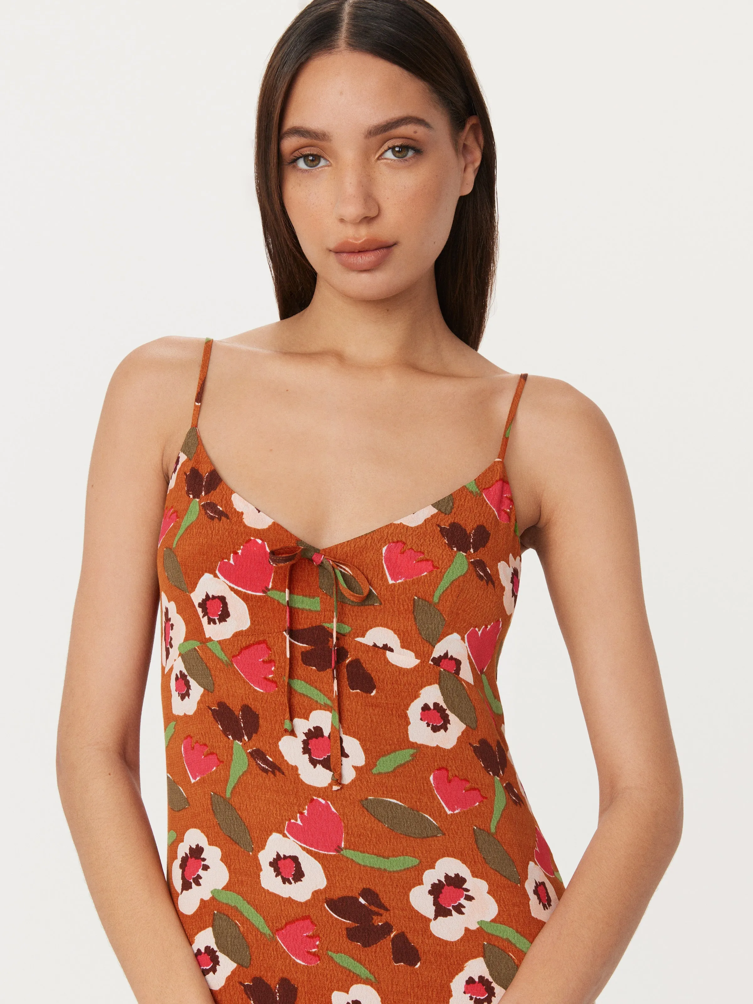 The Floral Slip Dress in Red Clay