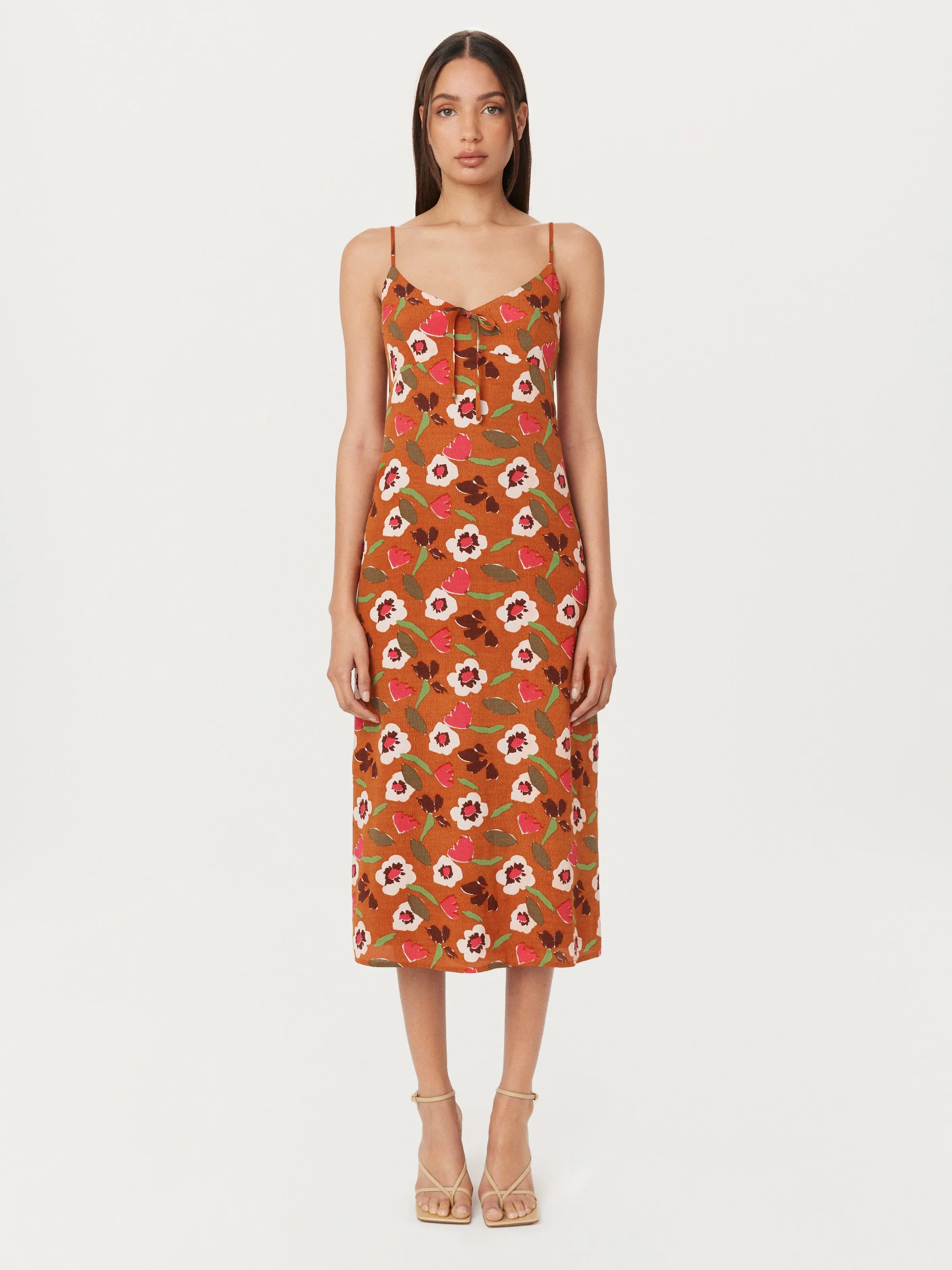 The Floral Slip Dress in Red Clay