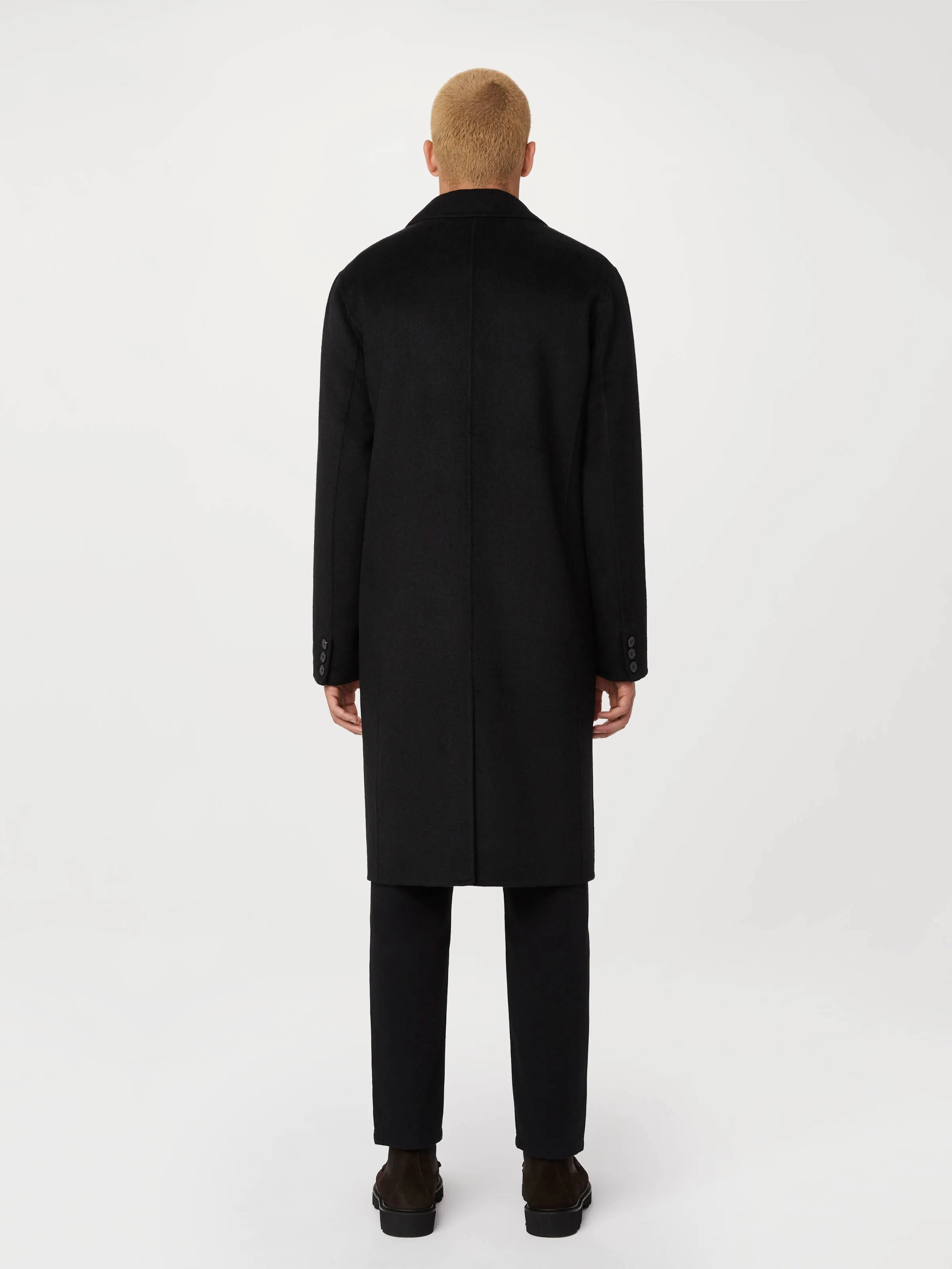 The Michel Recycled Wool Topcoat in Black