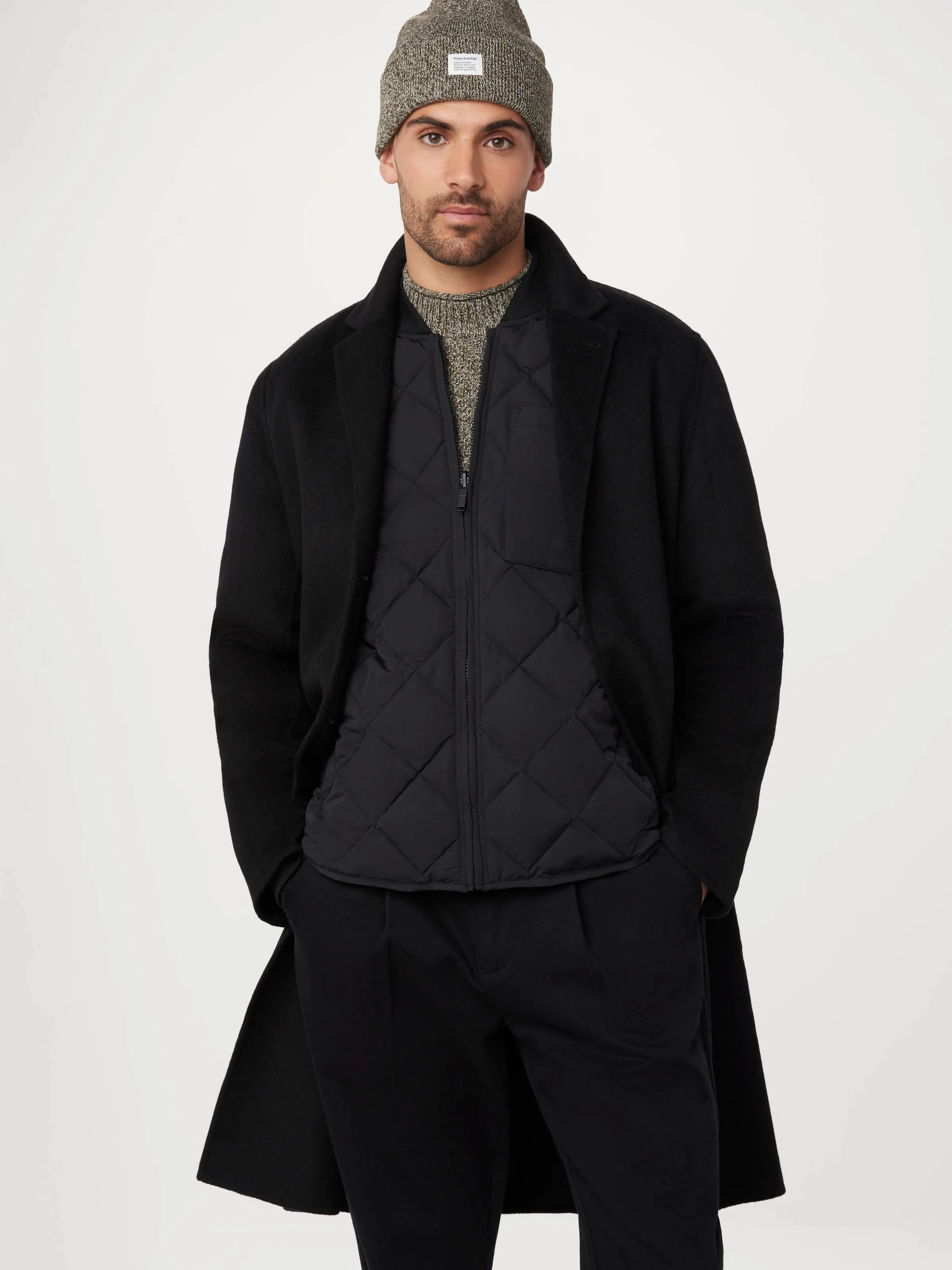 The Michel Recycled Wool Topcoat in Black