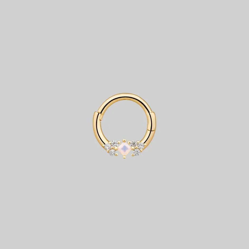 THIEF OF JOY. Opal Gold Clicker Ring - Septum