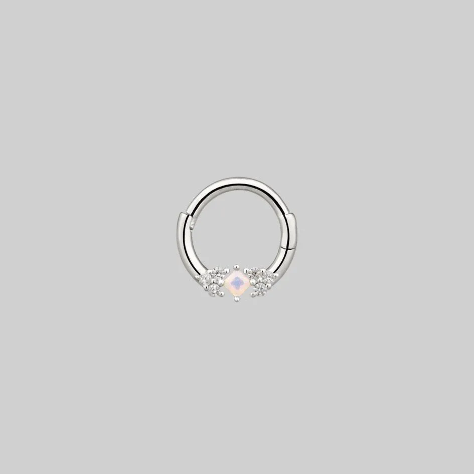 THIEF OF JOY. Opal Silver Clicker Ring - Septum